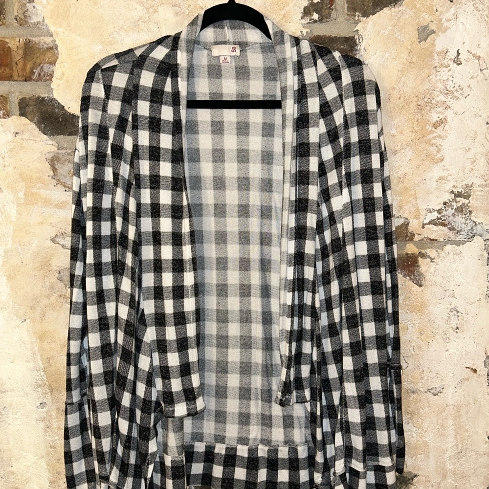 SO Black and White Checkered Sweater